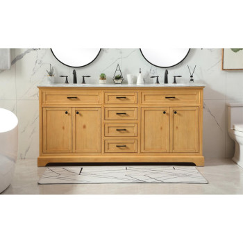 72 Inch Double Bathroom Vanity In Natural Wood