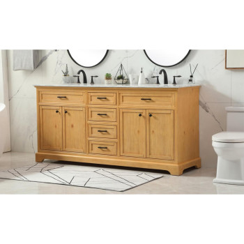 72 Inch Double Bathroom Vanity In Natural Wood