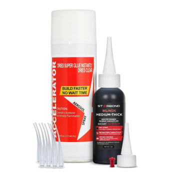 Starbond 2 Oz Black Medium Thick Premium Ca Glue 6 Oz Aerosol Accelerator Bundle Cyanoacrylate Adhesive Super Glues For Wood