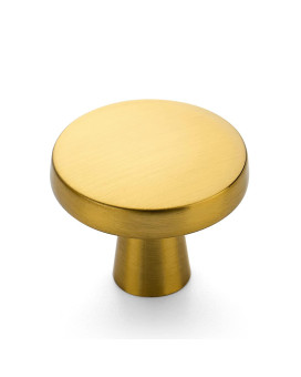 Ravinte 5 Pack Drawer Pulls 114 Inch Kitchen Cabinet Knobs Solid Brushed Brass Round Dresser Drawer Knobs Gold Dresser Knobs D