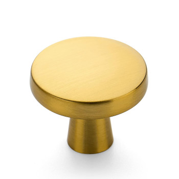 Ravinte 5 Pack Drawer Pulls 114 Inch Kitchen Cabinet Knobs Solid Brushed Brass Round Dresser Drawer Knobs Gold Dresser Knobs D