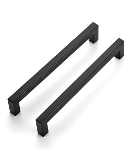 Ravinte 3 Pack Stainless Steel Kitchen Cabinet Handles Matte Black Square Bar Cabinet Pulls Kitchen Drawer Handles Sleek Dresser