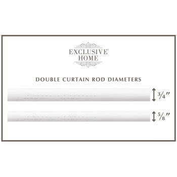 Exclusive Home Topper Double Curtain Rod And Finial Set Matte White Adjustable 3672