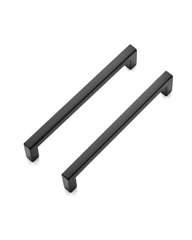 Ravinte 15 Pack 5 Inch Hole Center Solid Slim Square Pulls Matte Black Kitchen Cabinet Handles Square Bar Drawer Handles Flat Bl