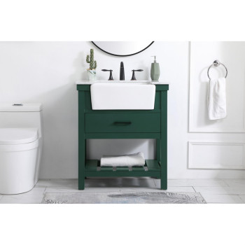 30 Inch Single Bathroom Vanity In Green