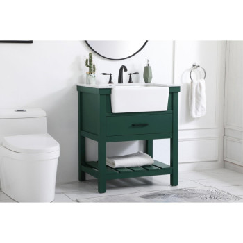 30 Inch Single Bathroom Vanity In Green