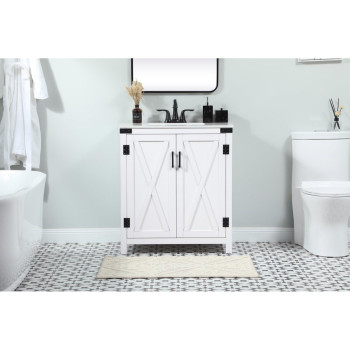 30 Inch Single Bathroom Vanity In White