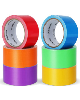 Cosimixo 6Pack Rainbow Colored Duct Tape 15 Yards X 2 Inch Heavy Duty No Residue Tear By Hand Waterproof Great For Packagin