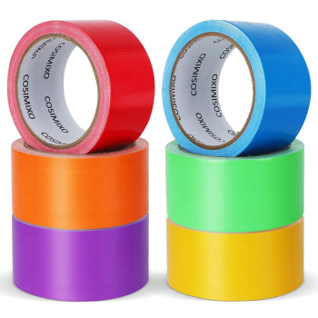 Cosimixo 6Pack Rainbow Colored Duct Tape 15 Yards X 2 Inch Heavy Duty No Residue Tear By Hand Waterproof Great For Packagin