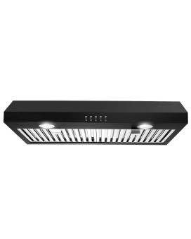 Sndoas Range Hood 30 Inch Under Cabinet Black Range Hood With 500 Cfm Ductless Range Hood Black Stainless Steel Kitchen Vent Hoo