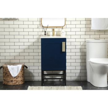 18 Inch Single Bathroom Vanity In Blue