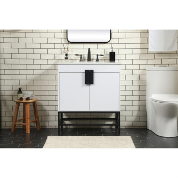 30 Inch Single Bathroom Vanity In White