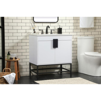 30 Inch Single Bathroom Vanity In White