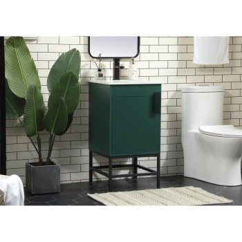 18 Inch Single Bathroom Vanity In Green