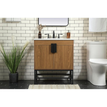 30 Inch Single Bathroom Vanity In Walnut Brown