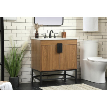 30 Inch Single Bathroom Vanity In Walnut Brown