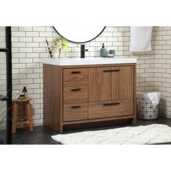 42 Inch Single Bathroom Vanity In Walnut Brown