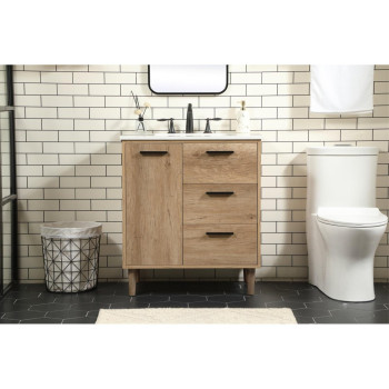 30 Inch Single Bathroom Vanity In Natural Oak