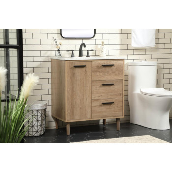 30 Inch Single Bathroom Vanity In Natural Oak