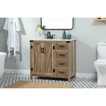 36 Inch Single Bathroom Vanity In Natural Oak