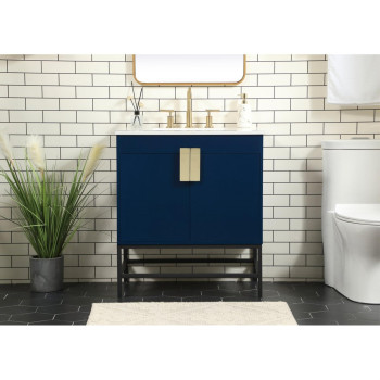 30 Inch Single Bathroom Vanity In Blue