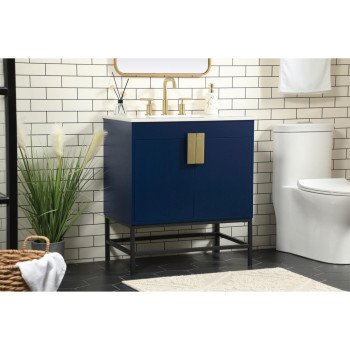 30 Inch Single Bathroom Vanity In Blue