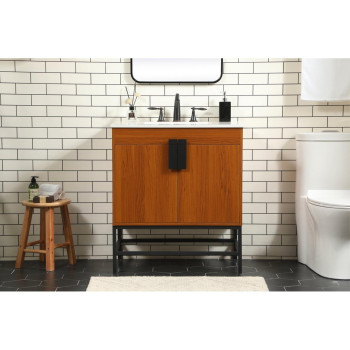 30 Inch Single Bathroom Vanity In Teak