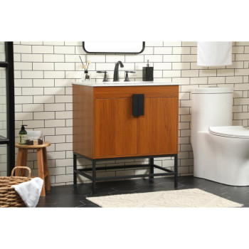 30 Inch Single Bathroom Vanity In Teak