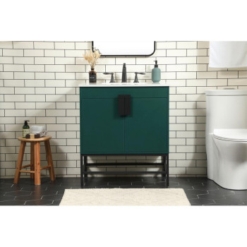 30 Inch Single Bathroom Vanity In Green