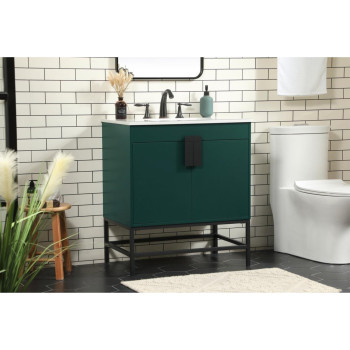 30 Inch Single Bathroom Vanity In Green