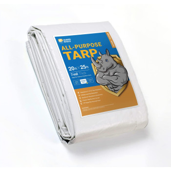 Guard Shield White Tarp Waterproof 20X25 Feet Medium Duty All Purpose Poly Tarps Cover 7Mil