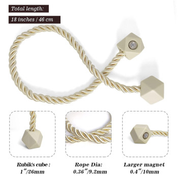 Hion Magnetic Curtain Tiebacks Beige 2Pcs Curtain Tiebacks Buckles Holdbacks Holders Hooks Clip For Home Bedroom Office Decorat