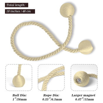 Hion Magnetic Curtain Tiebacks Beige 4 Pack Curtain Tiebacks Buckles Holdbacks Holders Hooks Clip For Home Bedroom Office Decor