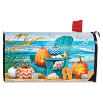 Briarwood Lane Fall At The Beach Magnetic Mailbox Cover Autumn Nautical Pumpkins Standard