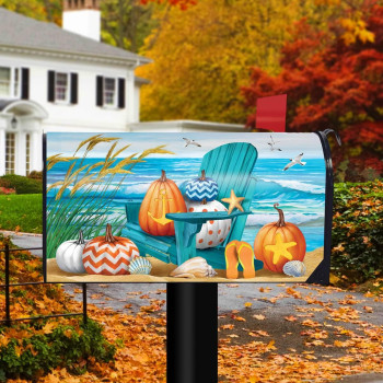 Briarwood Lane Fall At The Beach Magnetic Mailbox Cover Autumn Nautical Pumpkins Standard