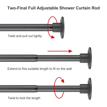 Bsbsbest Industrial Shower Curtain Rod 1 Inch Black 29 To 93 Inch Shower Curtain Rods For Bathroom Heavy Duty Adjustable Showe