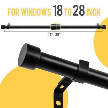 Zeerobee Curtain Rods For Windows 16 To 28 1 Inch Black Curtain Rod Set Heavy Duty Drapery Rods With Adjustable Curtain Rods