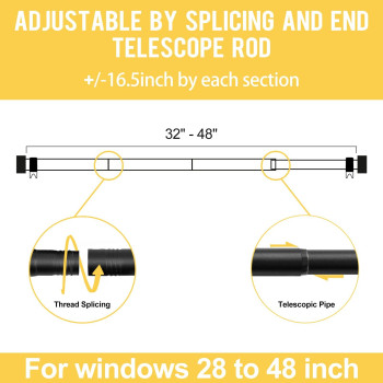 Zeerobee Curtain Rods For Windows 32 To 48 1 Inch Black Curtain Rod Set Heavy Duty Drapery Rods With Adjustable Curtain Rods