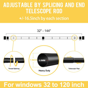 Zeerobee Curtain Rods For Windows 32 To 144 1 Inch Black Curtain Rod Set Heavy Duty Drapery Rods With Adjustable Curtain Rods