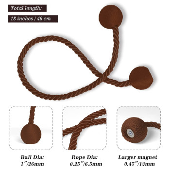 Hion Magnetic Curtain Tiebacks Dark Brown 4 Pack Curtain Tiebacks Buckles Holdbacks Holders Hooks Clip For Home Bedroom Office