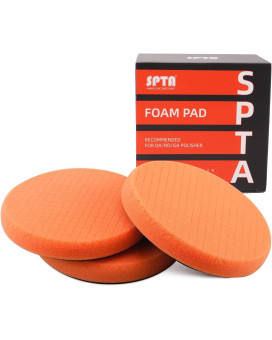 Spta Orange Light Cut Pad Buffing Polishing Pads 3Pcs 55 Inch Face For 5 Inch 125Mm Backing Plate Compound Buffing Sponge Pad