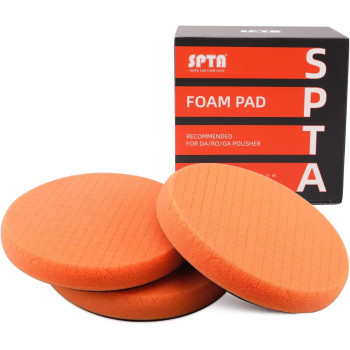 Spta Orange Light Cut Pad Buffing Polishing Pads 3Pcs 55 Inch Face For 5 Inch 125Mm Backing Plate Compound Buffing Sponge Pad