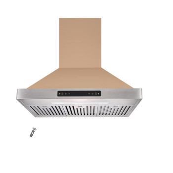 Vesta Brussels 800Cfm 30 Gold Stainless Steel Wall Mounted Range Hood With 6 Speeds Touchgesture Control 6 Round Vent Baf