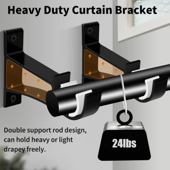 Kolako Curtain Rod Bracket 10 Pack Heavy Duty Curtain Rod Holders Black Curtain Rods Hooks Hangers For Wall Drapery Rod Suppo