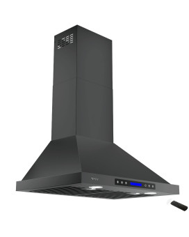 Range Hood Ekon Nap02 Black 900Cfm Wall Mount Range Hood Ductedductless Convertible Kitchen Chimney Vent 4 Speeds Touch Contr