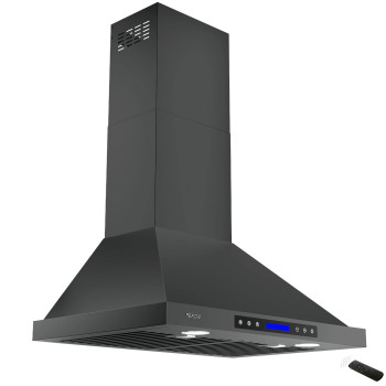 Range Hood Ekon Nap02 Black 900Cfm Wall Mount Range Hood Ductedductless Convertible Kitchen Chimney Vent 4 Speeds Touch Contr