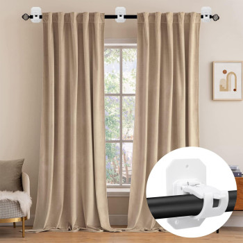 6Pcs Upgraded Curtain Rods No Drilling No Drill Curtain Rod Brackets Self Adhesive Curtain Rod Holders Nail Free Adjustable Curt