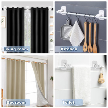 6Pcs Upgraded Curtain Rods No Drilling No Drill Curtain Rod Brackets Self Adhesive Curtain Rod Holders Nail Free Adjustable Curt