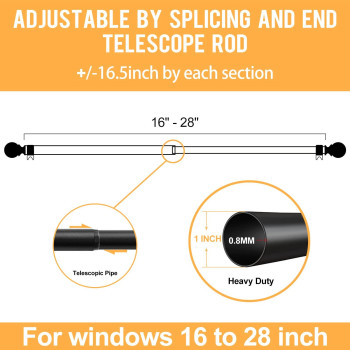 Curtain Rods For Windows 16 To 28 1 Inch Black Curtain Rod Set Heavy Duty Drapery Rods With Adjustable Curtain Rods Outdoor C