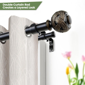 1 Inch Double Curtain Rods 72 To 144 Inches 6 To 12 Ft Usfook Black Drapery Rods For Windows 69 To 140 Inches Telescoping Du